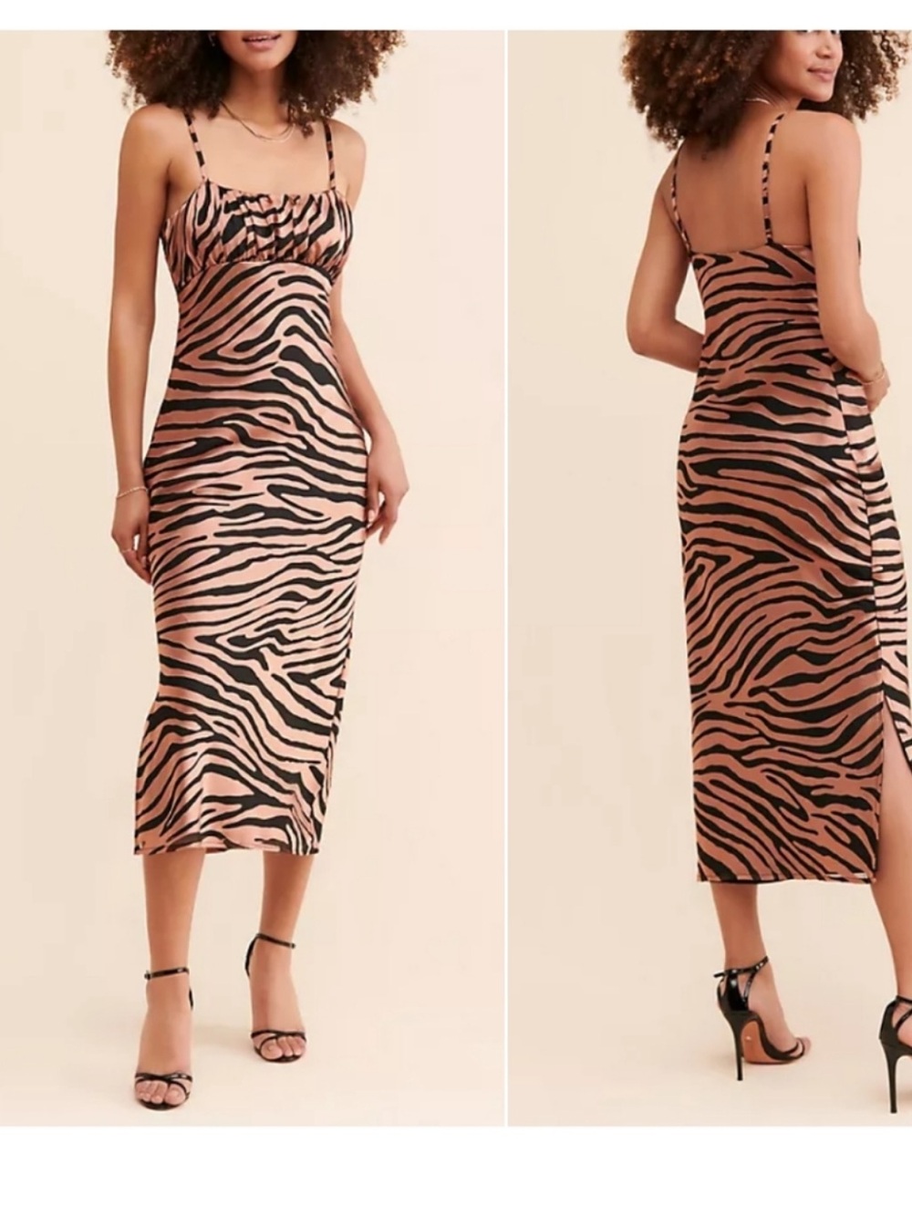 Free People x Hutch Hayden Midi Dress Brown Zebra Burnout | NWT size Medium